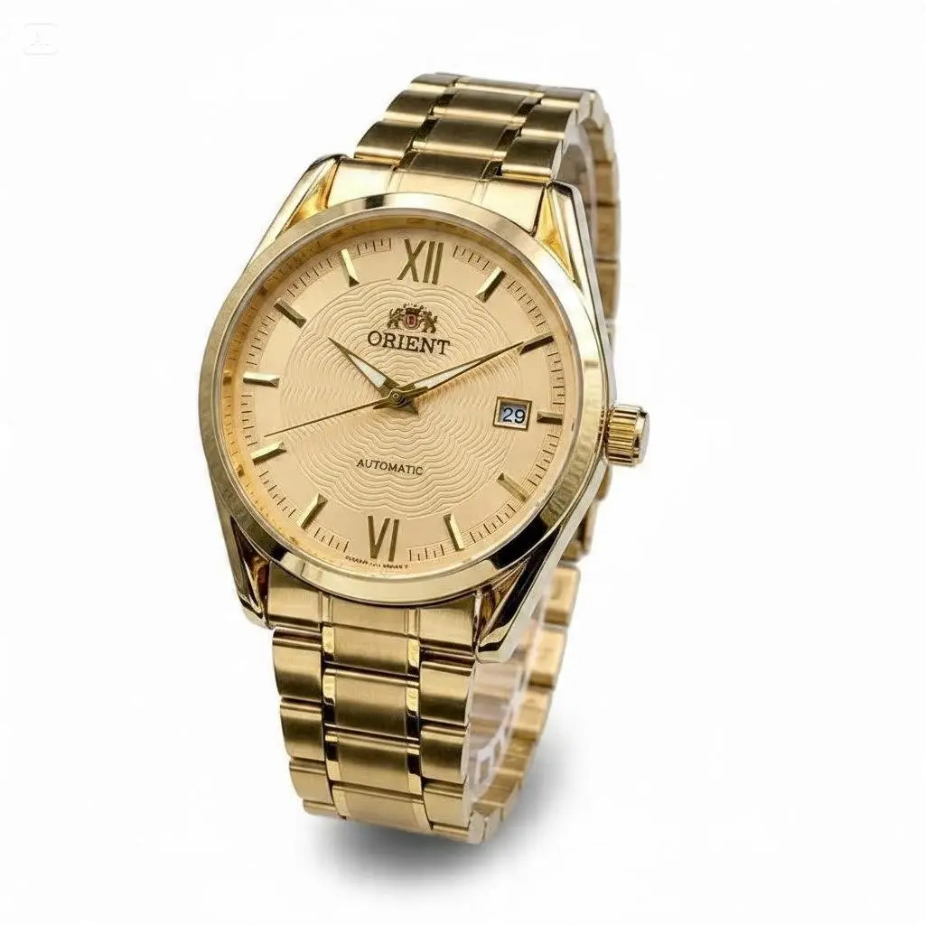 Men's Automatic Mechanical Wristwatch - Roman Numerals Textured Dial, Date Window, Stainless Steel, Silver/Gold Tones, Business Style, Ideal Gift for Men