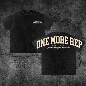 One More Rep - Gym Oversized Washed Tee, Gym Apparel, Workout Wear, Training Men's Top, Aesthetic Shirt, Discipline, Strength, Focus