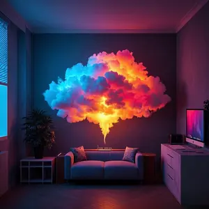 Thunder Cloud LED Light,Lightning Cloud Colorful Atmosphere Night Light,Mood Decorative Lights,DlY Creative Cloud Lights Gaming Room Garage Club Bar dj Party Light- Light string length 19.69 feet (236.22 inches)