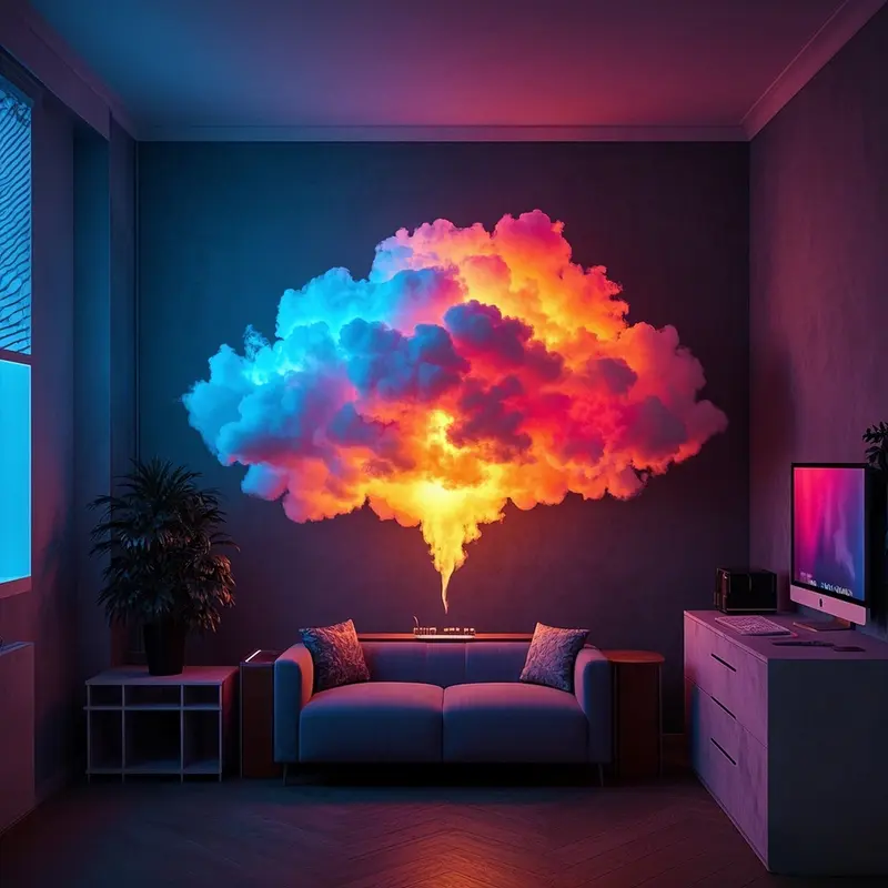 Thunder Cloud LED Light,Lightning Cloud Colorful Atmosphere Night Light, Modern Mood Lighting,DlY Creative Cloud Lights Gaming Room Garage Club Bar dj Party Light- 13.12 Feet (157.48 Inches)