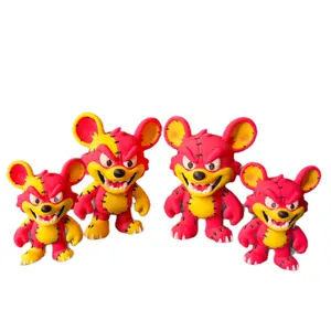 Scraps the Patchwork Rat Flexi Figure - Pink & Yellow Stitched Design - Collectible