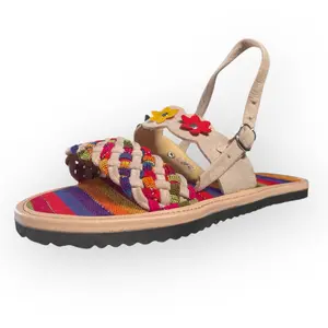 Guatemalan Sandalia Típica con Broche SCB5 - Handmade Traditional Woven Design Comfortable Fabric Sandals for Any Occasion