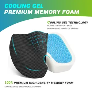 Cooling Gel Enhanced Memory Foam Orthopedic Support Cushion for Long Sitting Back Sciatica Coccyx Tailbone Pain Relief Pillow for Office Gaming Car Wheelchair