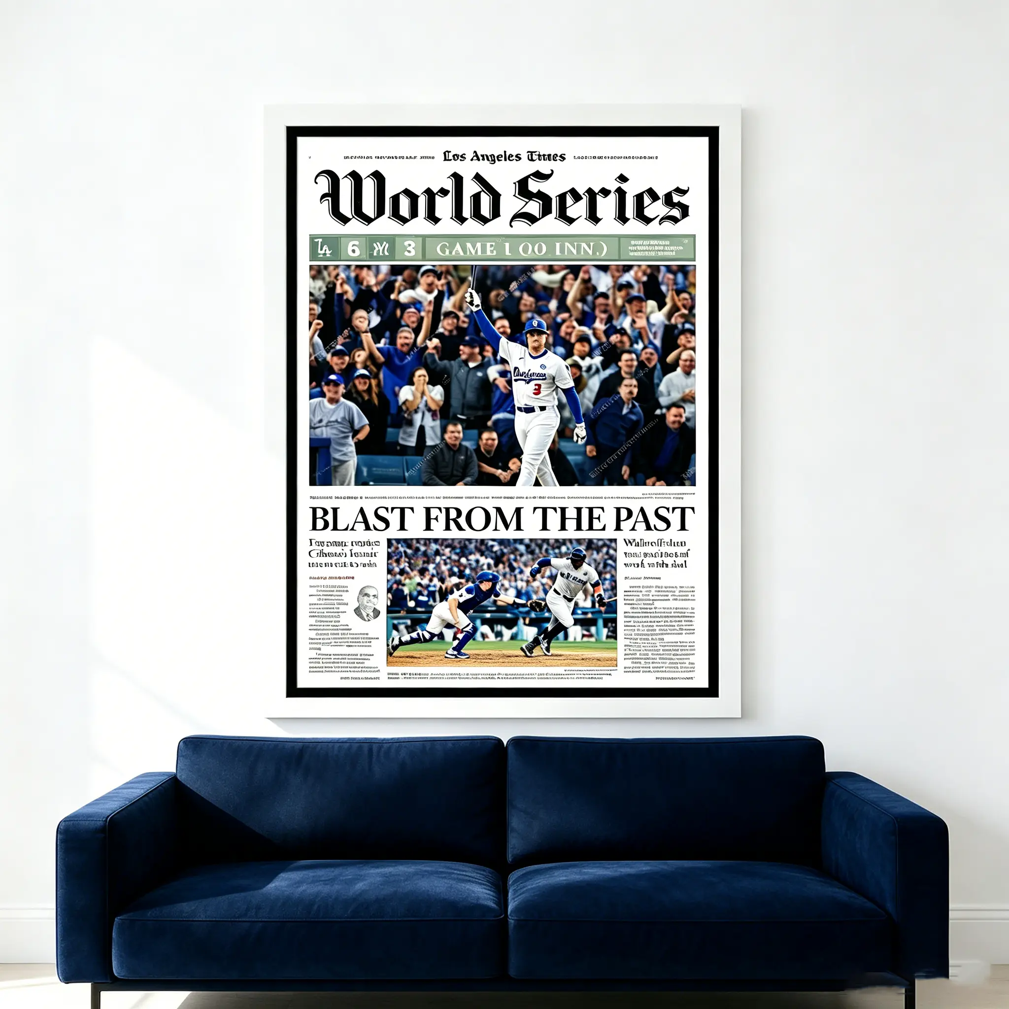 Los Angeles Times 2024 World Series Historical Front Page Paper Poster, Freddie Freeman Game 1 Grand Slam Baseball Art Print, LA Dodgers Decorative Wall Decor for Gaming Room Bedroom