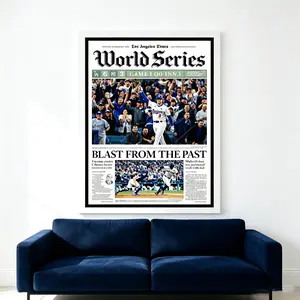 Los Angeles Times 2024 World Series Front Page Poster, Freddie Freeman Game 1 Grand Slam Art Print, LA Dodgers Baseball Memorabilia Wall Decor For Bedroom Game Room