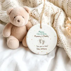 Pregnancy Announcement Ornament, Baby Coming 2026 Personalized Christmas Ornament for Expecting Parents New Baby Reveal Gift for Mom & Dad