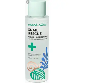 Peach Slices | Snail Rescue Blemish Busting Toner | 95% Snail Mucin | Pore Cleaner | Hydrates & Balances | Korean Skin Care | CICA | Hyaluronic Acid | Non-Comedogenic | Cruelty-Free | 4.05 oz