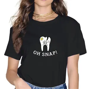 100% Cotton 100% cotton Teeth Doctor Dental Hygienic Dentist Oh Snap T-Shirt women graphic shirts