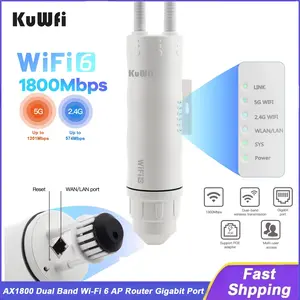 Kuwifi AX1800 Outdoor WiFi Router Dual Band WiFi 6 Gigabit Ethernet Port High Gain Antenna Mesh Waterproof Ip67 Suitable for Stalink