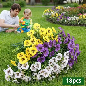 Artgood 18pcs Outdoor Decorative Violet Orchid Fake Flowers, Realistic Faux Flowers, UV Resistant, Durable Plastic Material, Vibrant Colors, Garden & Yard Use, Outdoor Artificial Plants