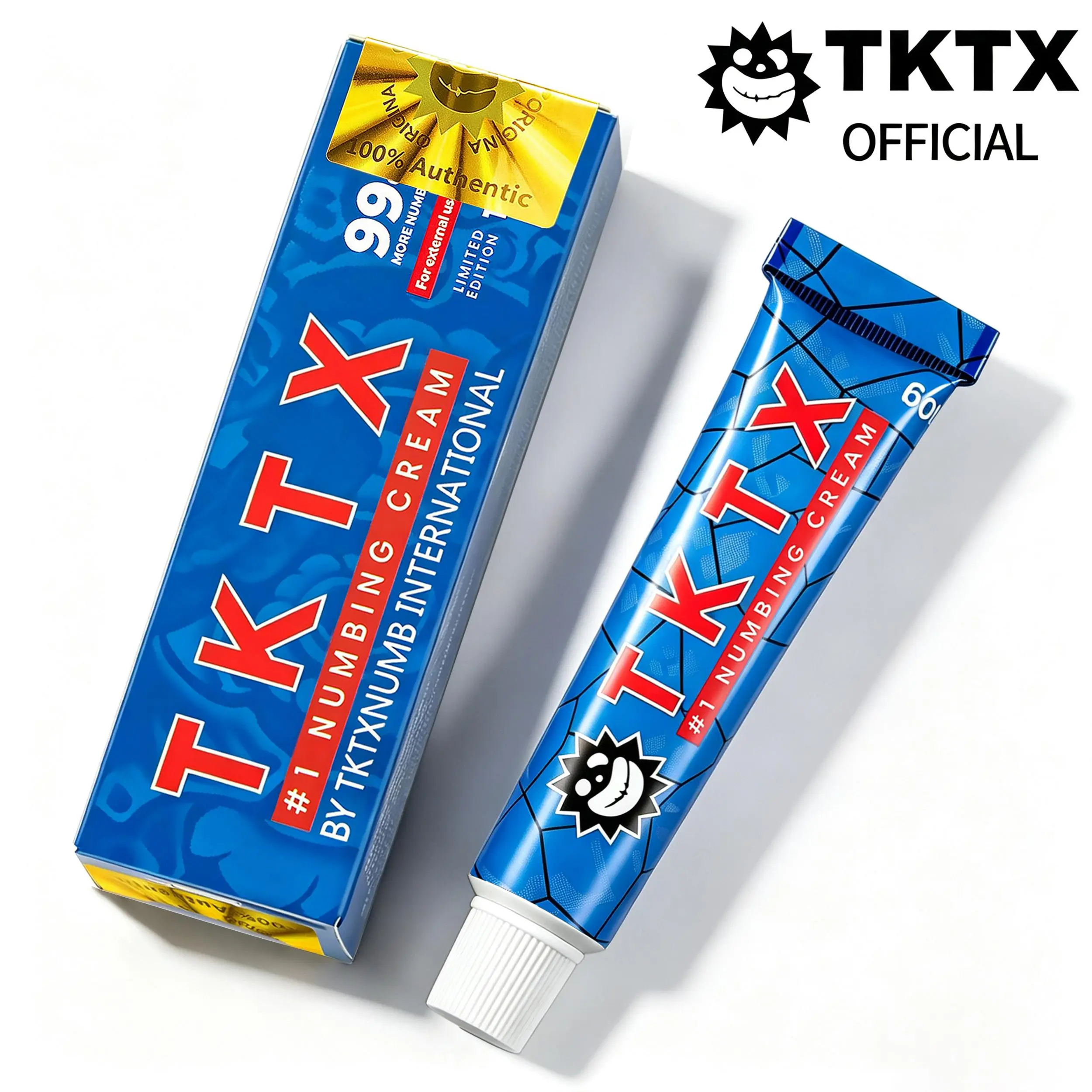 99% TKTX Tattoo Numbing Cream - Blue | Limited Edition Very Strong | For Tattoos | Laser Removal | Waxing | Eyebrow Threading | Cosmetic Cream 10g.
