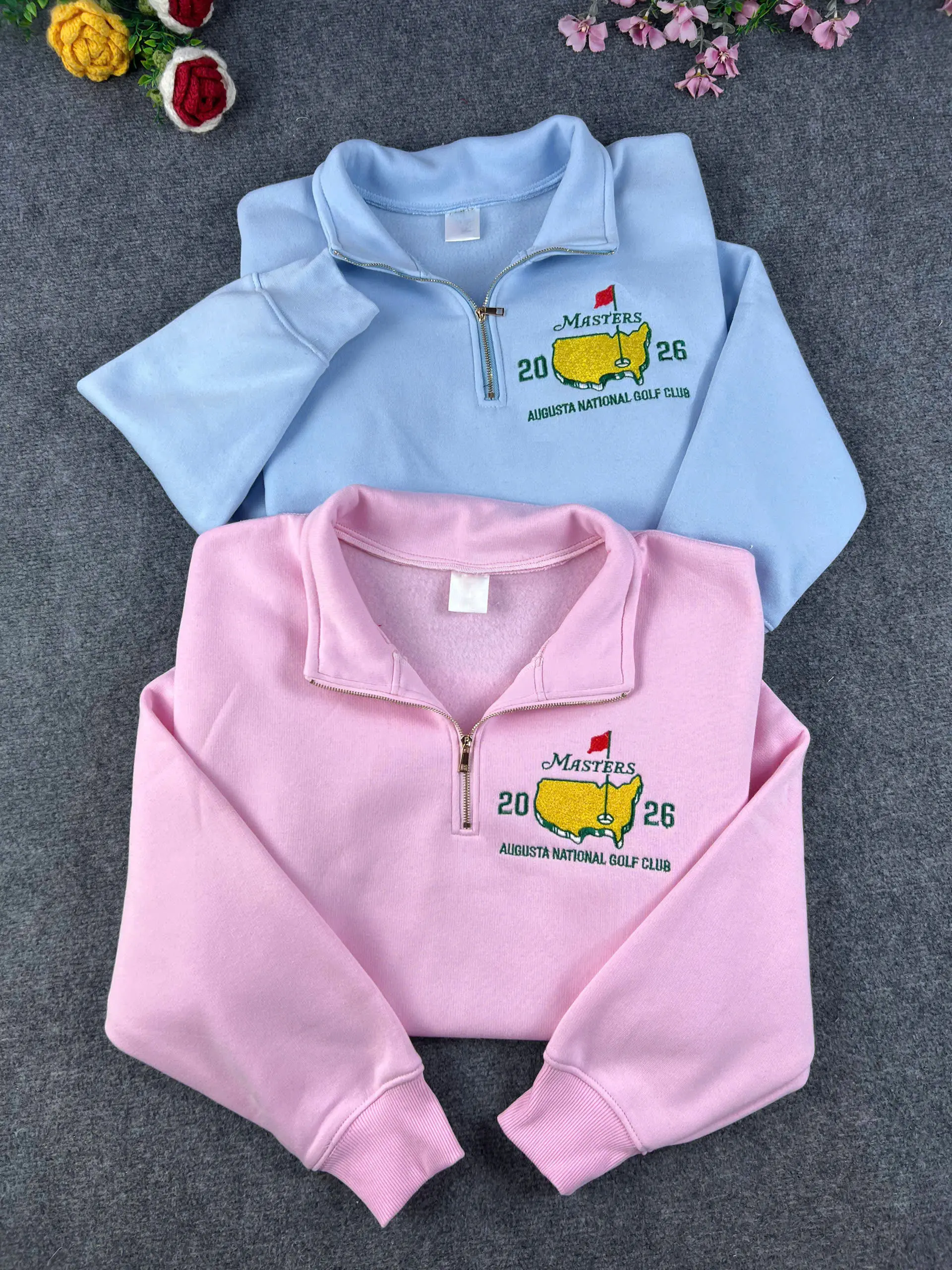 Masters Golf Embroidered Quarter Zip Sweatshirt, Unisex Golf Crewneck, Augusta Golf Tournament Shirt, Golf Lover Gift, Preppy Golf Aesthetic Sweater, Country Club Style Pullover, Vintage Golf Apparel, Sports Fan