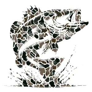 Camo Jumping Fish Image Direct To Film Print, DTF Print, Ready To Press Print For T-Shirts