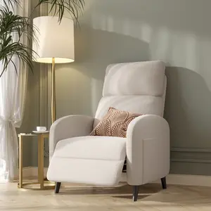 【Valentine Day Sale】】FLEXISPOT Recliner Chair for Adults – Fabric Single Sofa Armchair with Side Pockets, Adjustable Backrest & Extended Footrest, Small Modern Reclining Chair for Living Room, Home Theater & Office, 300Lbs Capacity