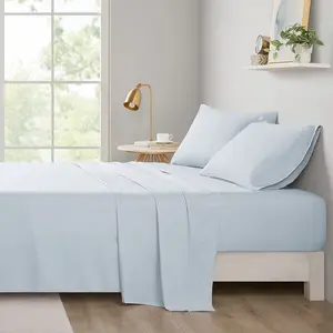 Intelligent Design ID20-2208 66 x 96 x 0.13 in. Microfiber All Season Soft Touch Sheet Set, Blue - Twin Size