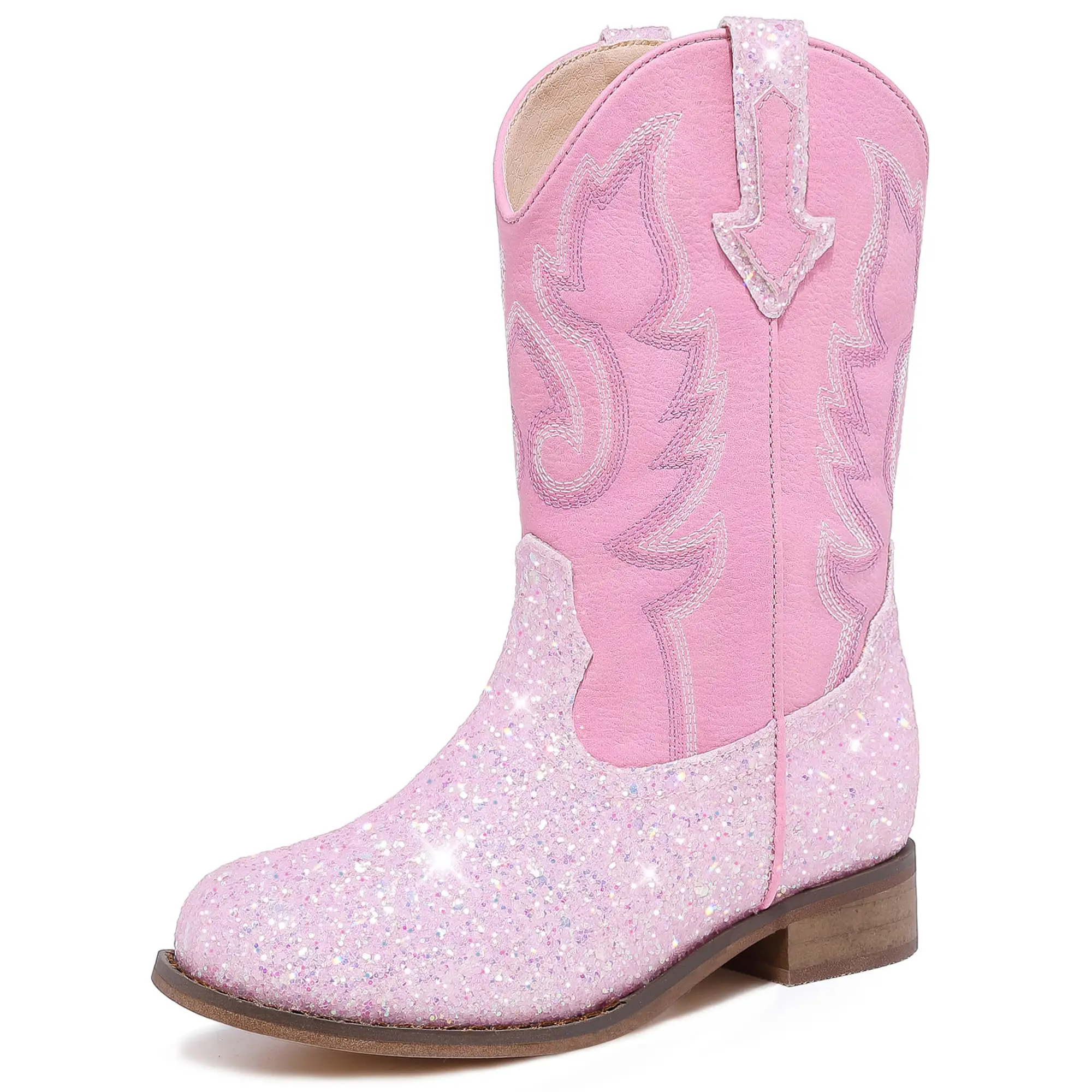 Motasha Toddler Girls Cowgirl Boots Western Glitter Cowboy Boot Mid Calf Boots Little Kids Big Kid Horse Riding Shoes Party Birthday Dress Up Dance(Se