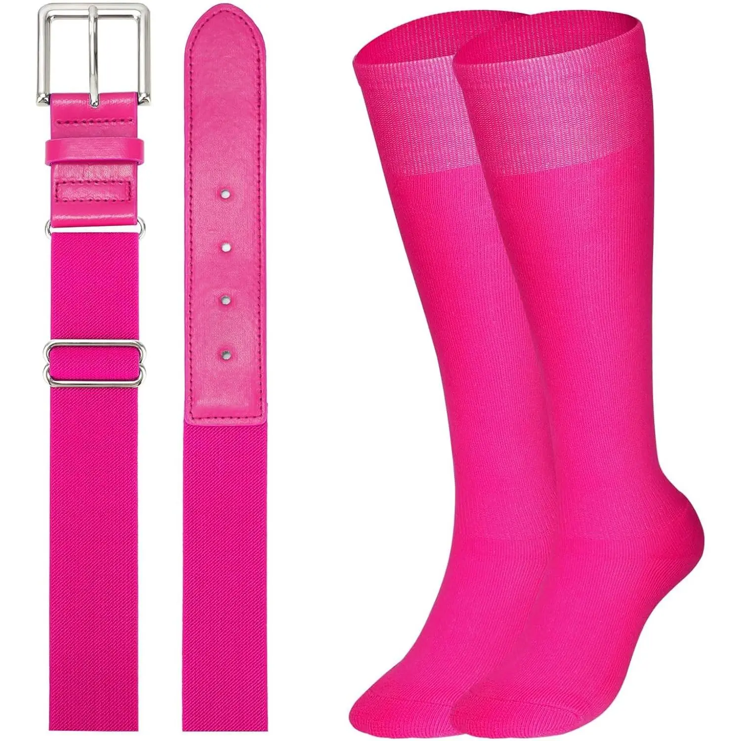 Baseball Softball Socks and Baseball Softball Belt Combo Set Knee-High Soccer Socks for Kids Youth Adult