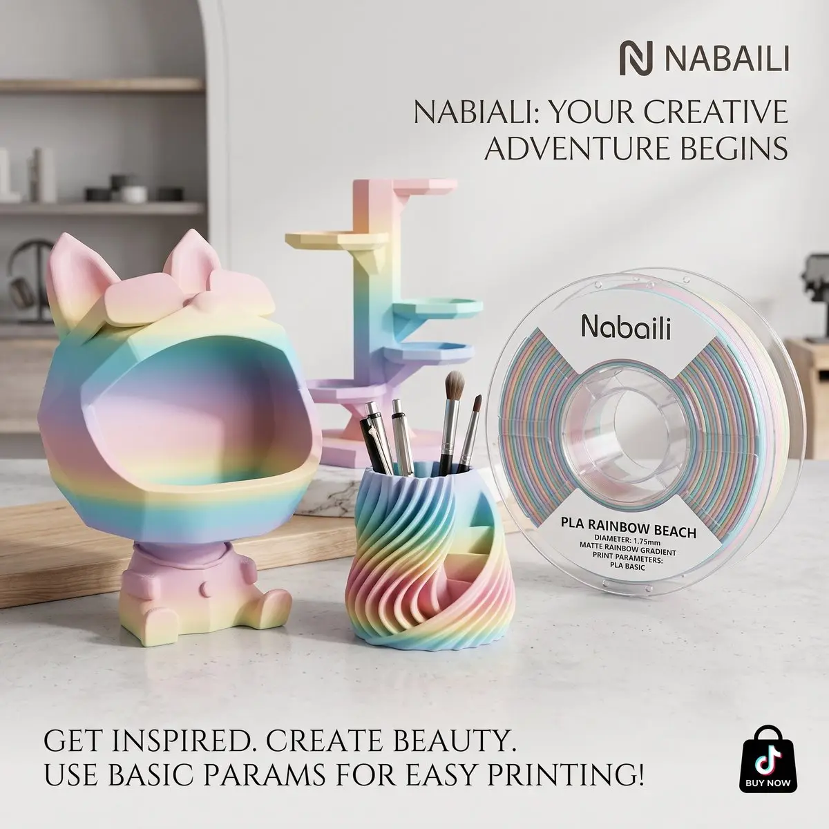 Nabailli Matte MST  PLA Filament, 3D Printing Supply for Easy Printing, Creative Inspiration, No, Not Applicable
