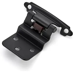 60 Packs (30 Pairs) 3/8" Inset Matte Black Cabinet Hinge, Self Closing Hinges for Kitchen/Bathroom/Furniture Cabinets & Doors, Decorative Hardware with Door Bumper