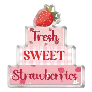Acrylic Strawberry Decor Sign, Charming Tabletop Decoration for Summer, Ideal Gift for Kitchen, Bathroom, Office and Home, Acrylic Plaque Sign