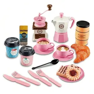Coffee Shop Pretend Play Toy, 22pcs/set Princess Afternoon Tea Toy, Food Dessert Toy Set, Kitchen Pretend Play Toy for Kids, Play Kitchen Accessories