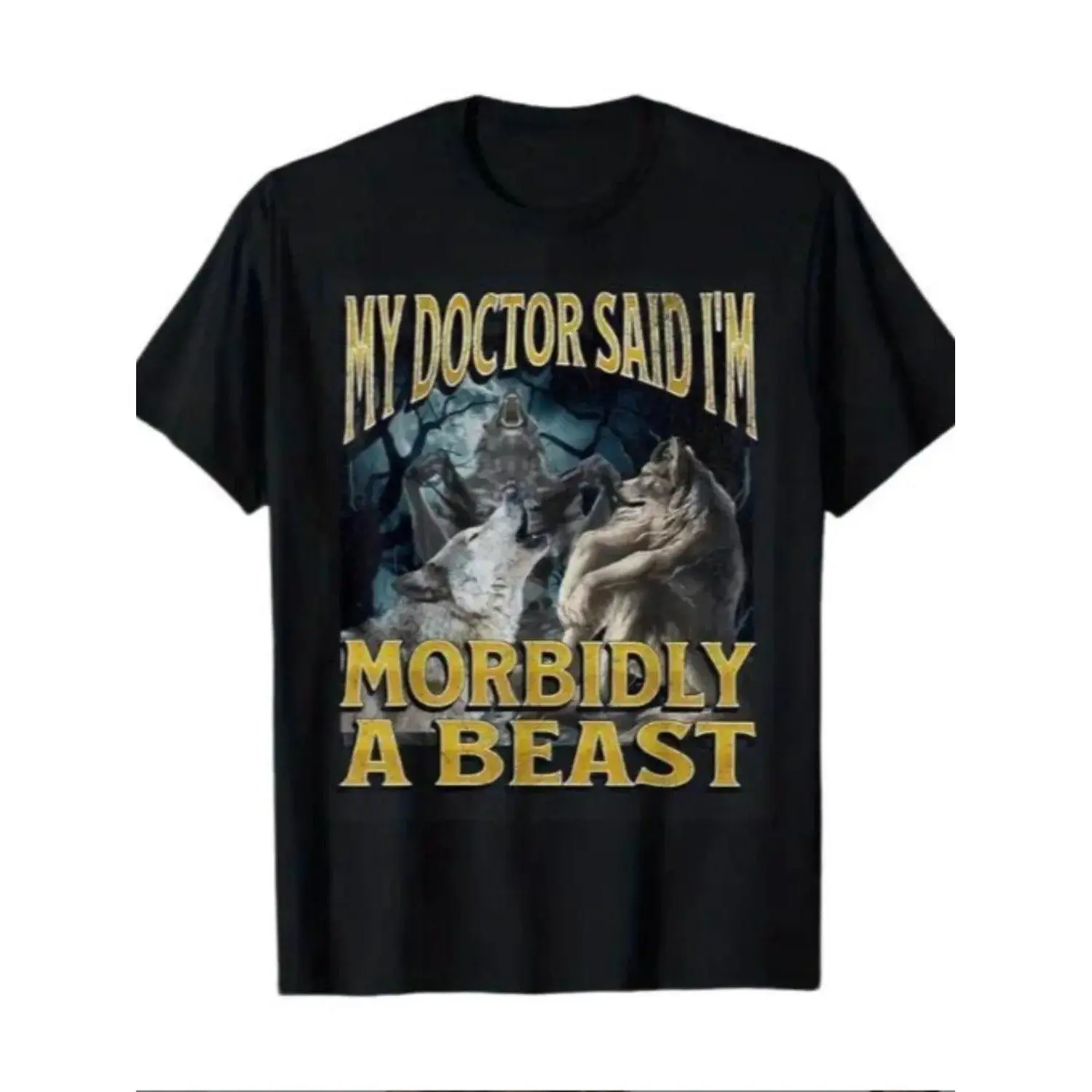 Funny Scary Werewolf Alpha Graphic Short Sleeve Mens Casual T Shirt Top Fun Emoji Print Multiple Sizes Available Couple Gift Idea