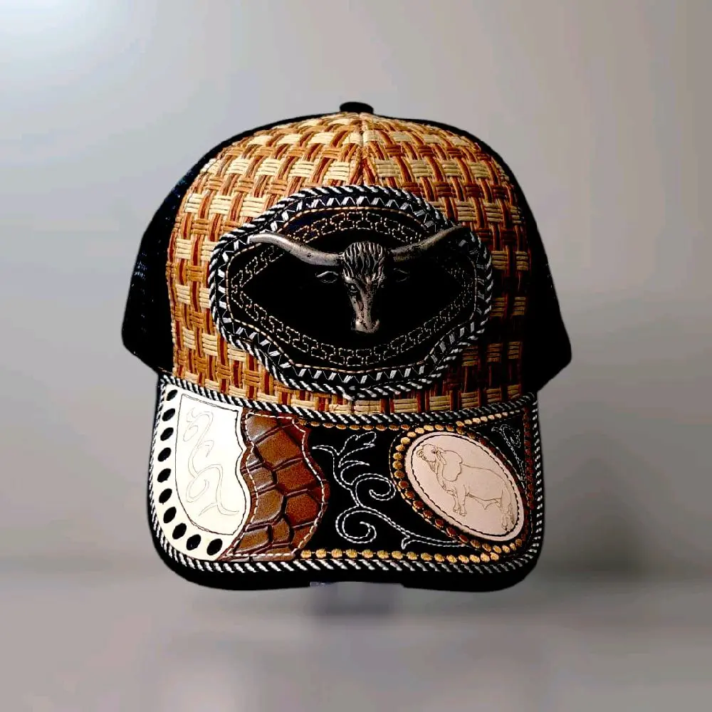Western Caps Embroidered for Men Gorra Vaquera Bordada Para hombre SJT Embroidered Caps With Hardware Gorras Bordadas con Herraje. Adjustable Hat Cowboy Hat, Mens Hats