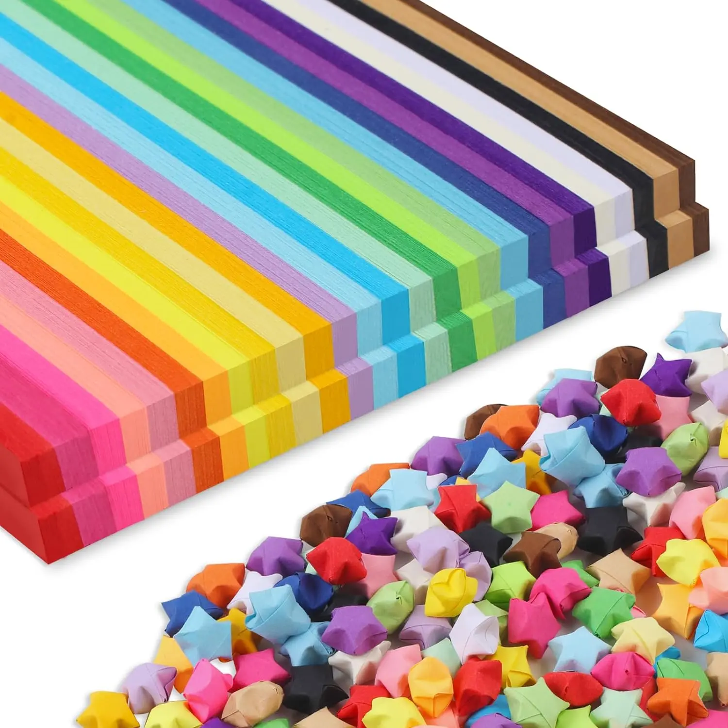 2060 Sheets Origami Paper, 27 Assortment Colors Double Sided Star Paper Strips, 8.5 x 0.4 Inch Lucky Origami Star Paper Strips for DIY Hand Art Crafts
