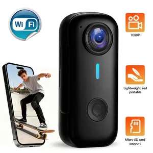 Mini Body Camera, 1080P Thumb Size WiFi POV Cam, Wearable Hands-Free Portable Action Camera, Magnetic Sport DV, for Running, Skiing, Vlogging (Black, White)