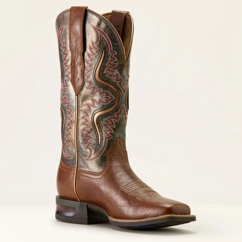 ARIAT Women's Captivate Leather Square Toe Cowboy Western Performance Shoe - Women's Footwear, Brown, Walking Shoes