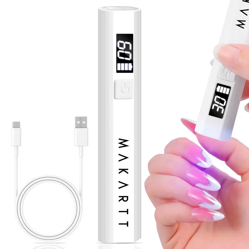 [NEW ARRVIAL] Makartt UV Light for Gel Nails: Handheld Mini UV LED Nail Lamp Portable Lumière Nail Dryer for Curing Gel Polish Nail Glue Rechargeable USB Nail Light with LCD 2 Timer for Fast Drying Home Salon Use Nail Art Care Gift Nail Polish Flawless, D