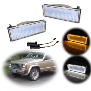 2pcs Switchback LED Front Turn Signal lamps Lights For 1984 1985 1986 1987 1988 1989 1990 1991 1992 1993 1994 1995 1996 Jeep Cherokee & 1986 1987 1988 1989 1990 1991 1992 Comanche,Replace OEM 56000098, 56000099