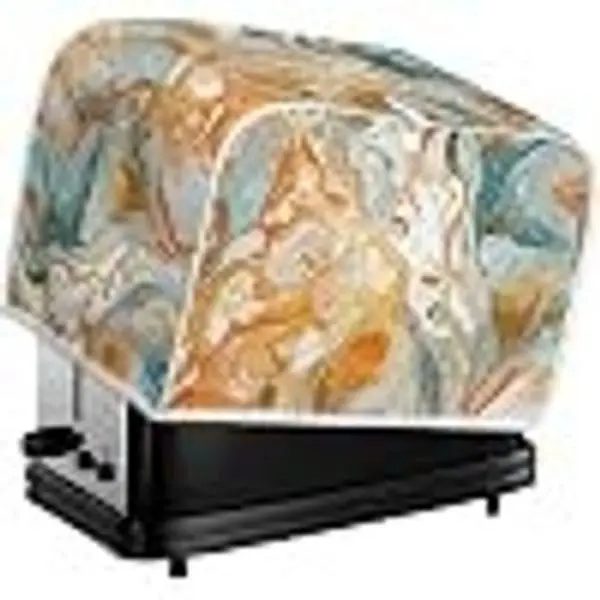 Turquoise Orange Fluid Painting 2/4 Slice Toaster Cover Colorful Marble Texture Small Appliance Cover Abstract Art Aesthetics Fits Most Standard 2 & 4 Slice Toasters - L