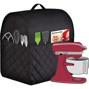 Stand Mixer Dust-proof Cover for  Mixer,Multi Pockets for Various Kitchen Appliance Accessories,Water-resistant,Easy Cleaning (Black, Fit for Tilt  4.5-5 Quart)