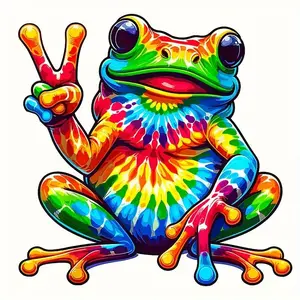Colorful Frog Pattern Car Sticker, Psychedelic Car Decal, Universal Car Exterior Decoration Accessories for Car, Motorcycle, Wall, Laptop & Fridge Glass