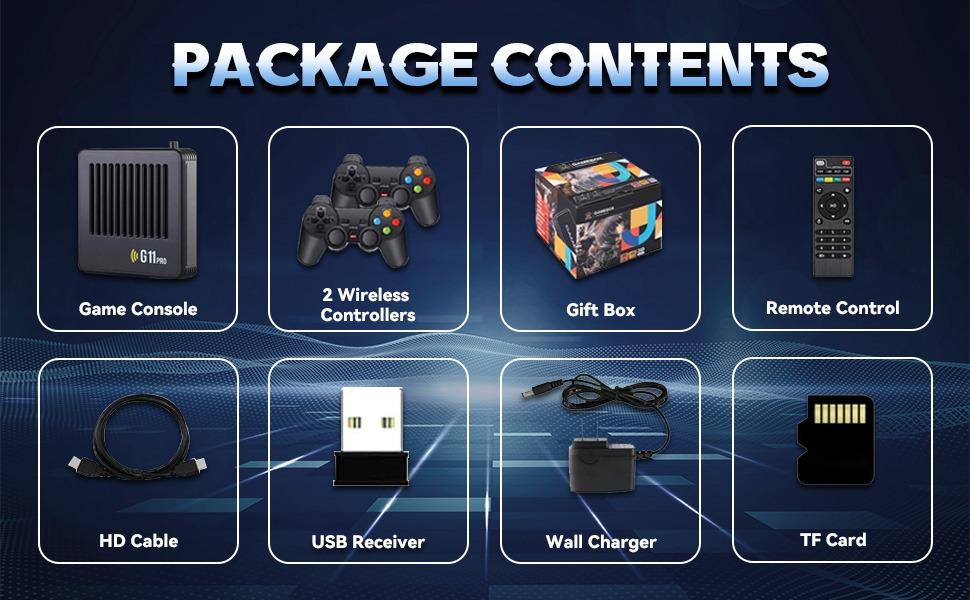 G11 Pro Retro Gaming Console Compatible with  60000+ Games  60+ Emulators,Emuelec 4.3 System,4K Game Stick with Controllers,Plug & Play Video Games for TV,Download/Collect Gaming/Save Progress (256G)