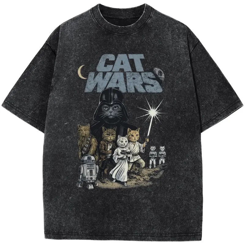 Vintage Cat Wars Funny 90s Graphic Shirt, Retro Space Cat Comfort Colors Tee, Funny Cat Warrior Shirt, Cat Lovers Gift, Sci-fi Top, Nerdy Cat Tee