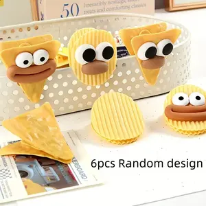 6pcs Cute Cartoon Chip Shape Sealing Clips, Reusable Kitchen Storage Bags, Snack Bags, Food Grade Safe Packaging Solution
