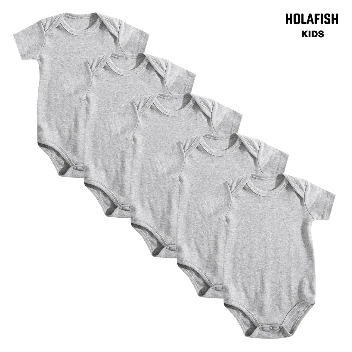 Holafish 5Pack Solid Onesies Bodysuits Baby-girls ,Soft Versatile Round Neck Baby Onesies Short Sleeve Onesies 100% Cotton Solid Color Outfits for Infant Boys Girls Soft Clothes