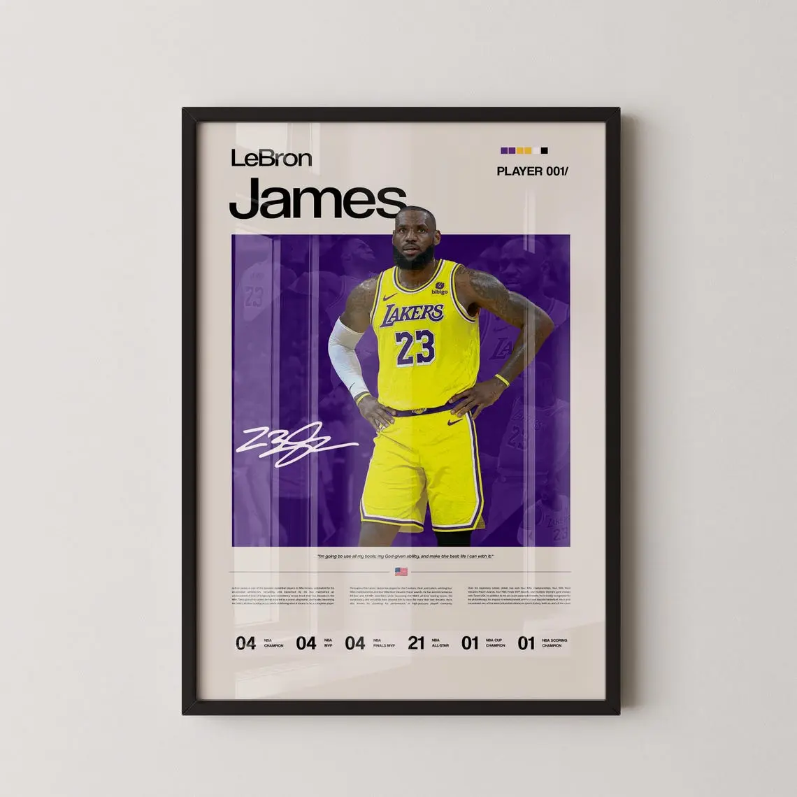 LeBron James Lakers Poster, LA Lakers Gold Jersey Basketball Wall Art, NBA Basketball Print, Lakers Decor Gift
