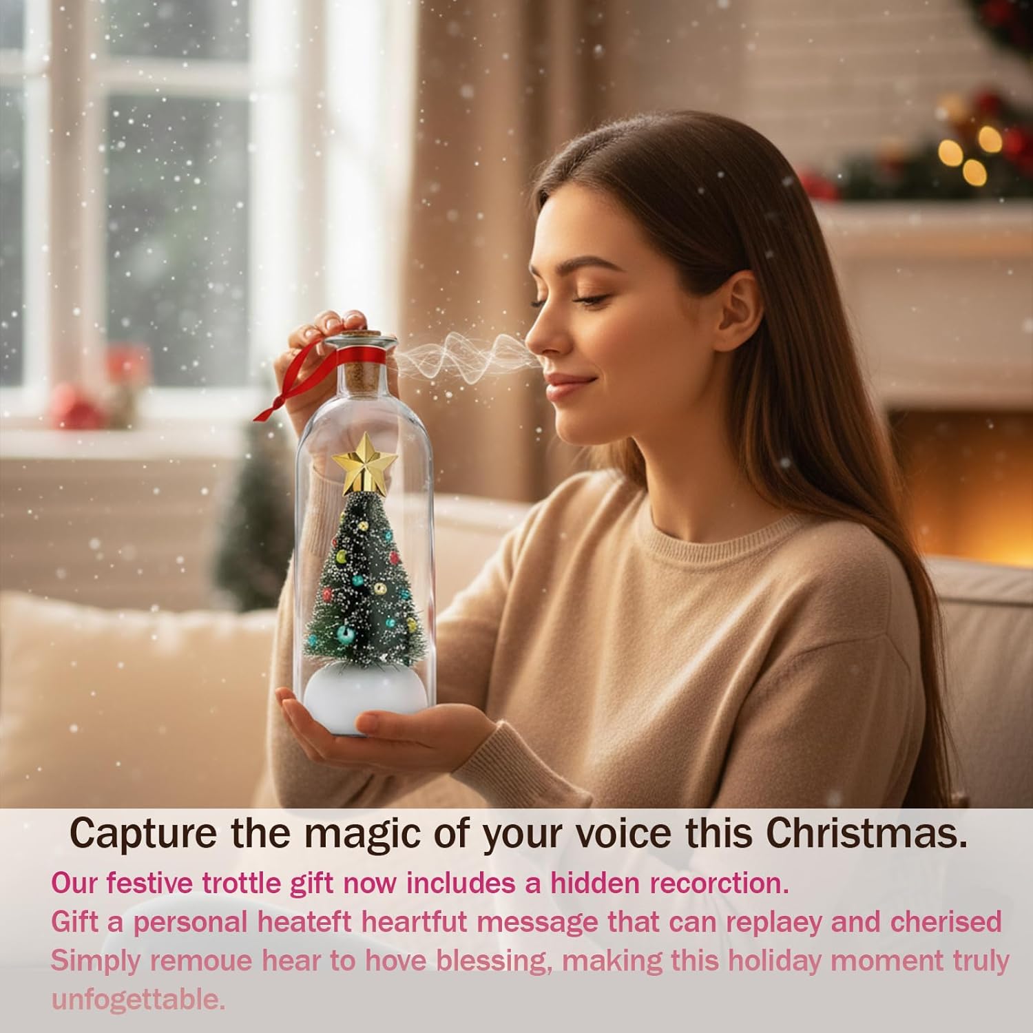 3PCS Christmas Tree Message in A Bottle, Personalized Voice Recording Keepsake Ornament, Durable Holiday Decor, Playback Cork, Unique Festive Gift for Family & Friends