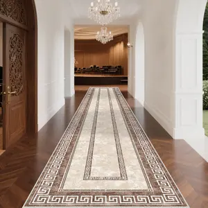 Nordic Style Vintage Wave Pattern Long Hallway Rug, Soft Comfortable Villa Entrance Mat, Durable Outdoor Camping Picnic Carpet, Boho Runner Rug