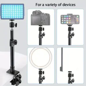 Desktop Tripod Stand for Dslr Cameras, C Clamp Light Holder with Ball Head, Ring Light Stand for Photography Studio Desktop Shooting