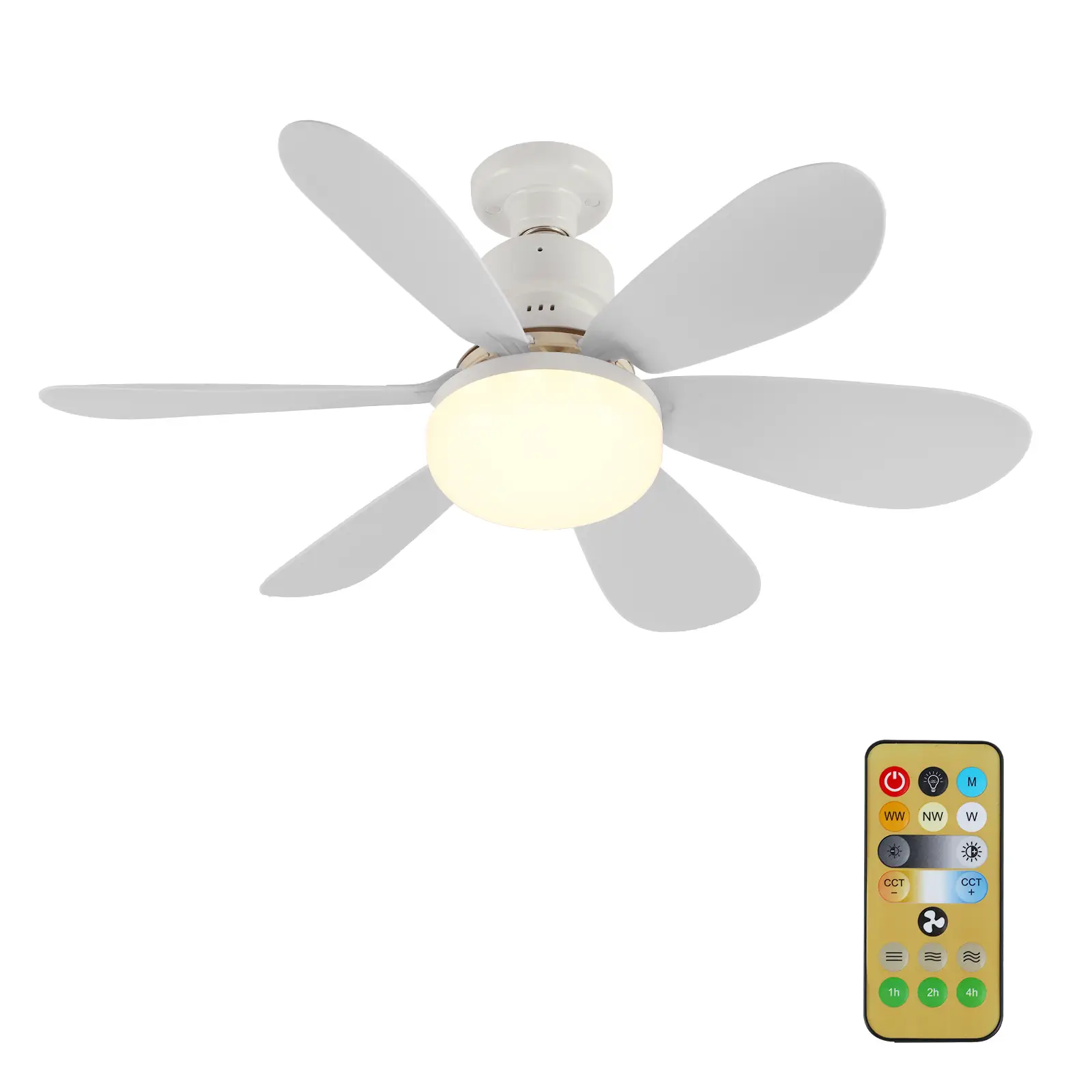 Socket Fan Light,Ceiling Fans with Lights and Remote, 3-Colors Dimmable 3 Speeds Light E26/E27 Bulb Compatible/Ceiling Fan for Bedroom Home Office Din