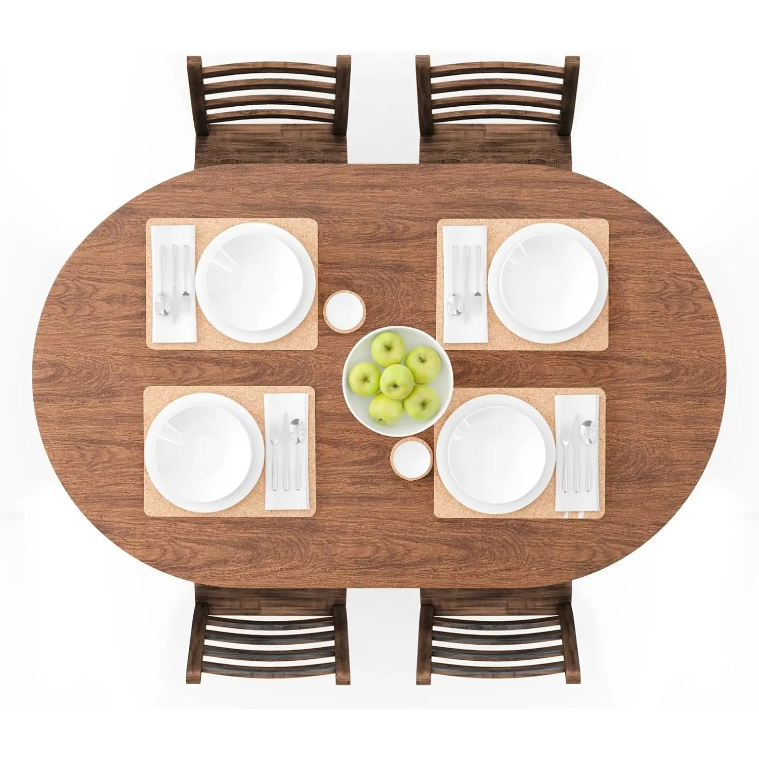 Oval Fitted Vinyl Tablecloth with Elastic Edged & Flannel Backing, Waterproof Wipeable Oval Table Cover - Fits Tables up to 42"X68" (Wood)