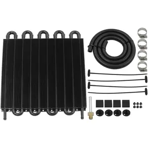 Transmission Oil Cooler Kit Aluminium alloy Tube and Fin Oil Cooler Kit (Black, 10 Pass)
