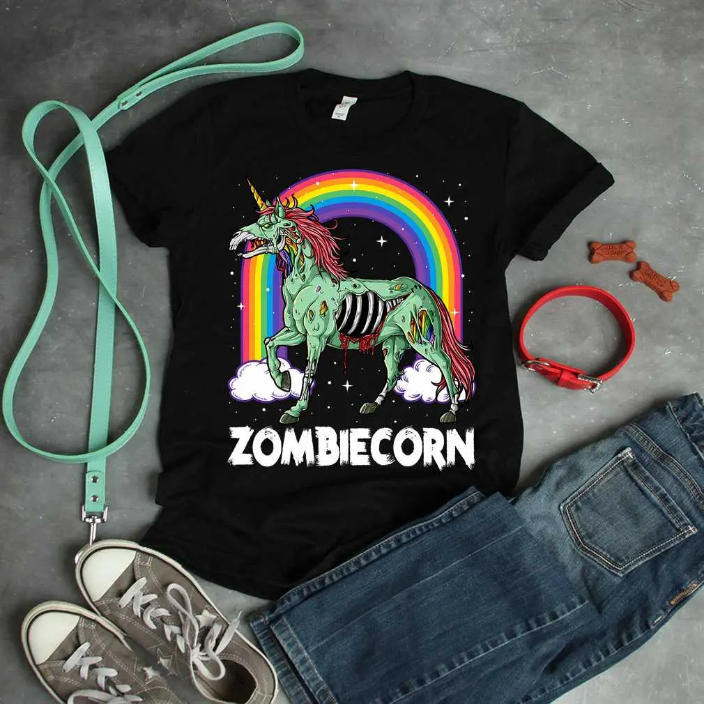 Zombiecorn Zombie Unicorn Halloween Rainbow T-Shirt