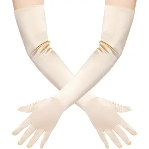 Long Opera Party 20s Satin Gloves Stretchy Adult Size Elbow Length Wedding