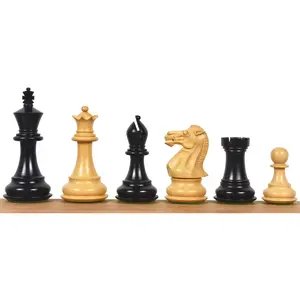 3.6" Professional Staunton Chessnut Pro Sensor Compatible Set- Chess Pieces Only- Ebonised Boxwood