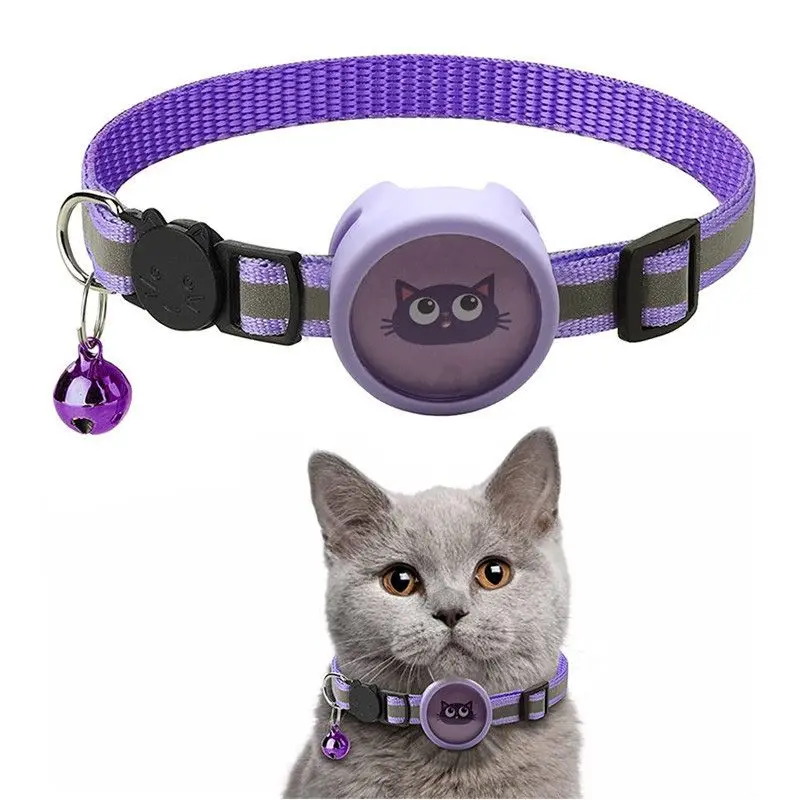 High Visibility Reflective Pet Collar with Bell & AirTag Holder